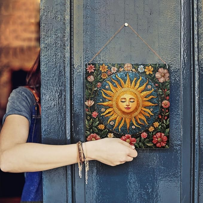 Garden Sun Hanging Arts Tin Sign – 8x8 Inch Metal Plaque Decor, For Gardens, Yards And Outdoor Living Areas Plaques, Home Decors Signs, Gift For Garden Lovers & Sun Enthusiasts