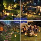 KYEKIO Solar Torch Light with Flickering Flame, 12Pack Solar Lights Outdoor, Solar Garden Lights Outdoor Waterproof, Luces Solares para Exteriores, Outside Lighting for Pathway Yard Patio Decorations