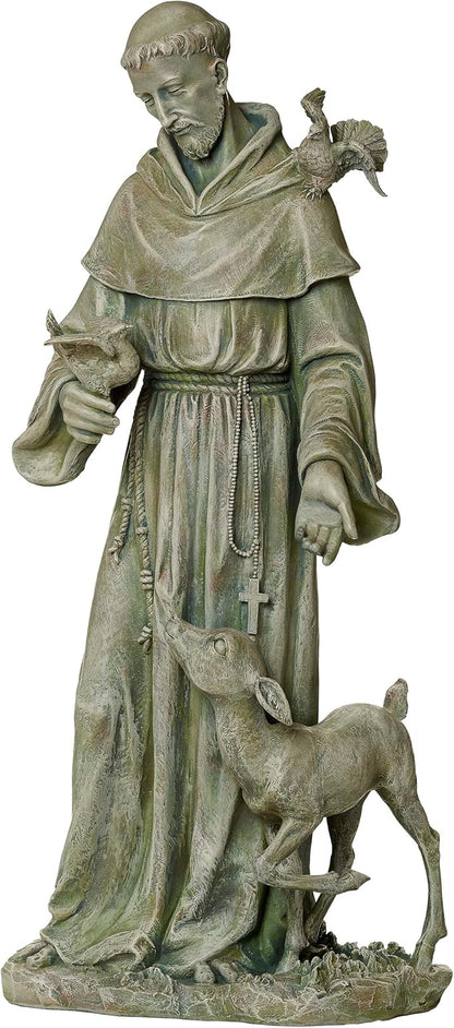 Joseph's Studio by Roman – 36.5" St. Francis with Fawn Garden Statue – Religious Outdoor Decor for Yard, Lawn, or Memorial