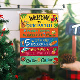 Welcome to Our Patio Outdoor Sign Metal Patio Sign Welcome Signs for Porch New Home Birthday Gift for Men Women Neighbor Friends Family Couple Party Outdoor Pool Decor, 12 x 16 Inches