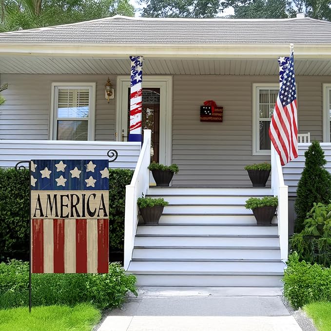 4th of July Garden Flag 12x18 Inch Double Sided, Patriotic American Flag Yard Decoration,Small Seasonal Outdoor Decorations for Summer Independence Day,250th Years America Anniversary Holiday Outside