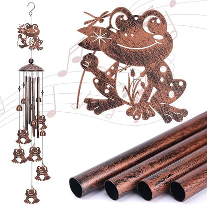 Frog Gifts Wind Chimes for Outside, Outdoors Metal Frogs Windchimes with S Hook for Women Men Mom Grandma, Sympathy Memorial Frog Gift for Birthday Home Patio Porch Backyard Yard Garden Decoration