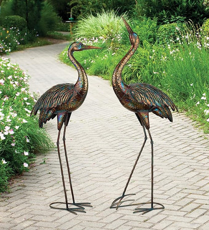 Regal Art & Gift Illumine Crane Metal Statue – Indoor Outdoor Decorative Sculpture for Home & Garden Décor, Weather-Resistant Yard Art Figure for Patio, Lawn - Downward Gaze