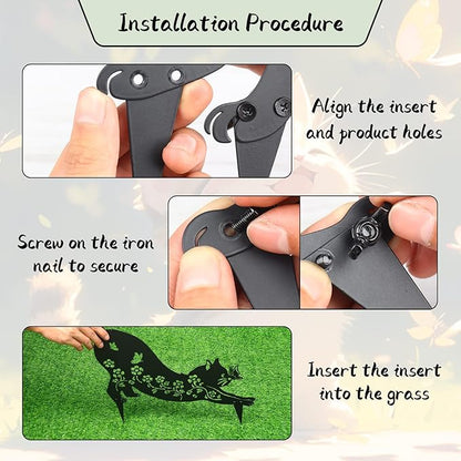 2 Pcs Black Cat Silhouette Cute Metal Cat Decor for Cat Lovers Decorative Garden Stakes for Yard Garden Lawn Outdoor Decorations (Cat)