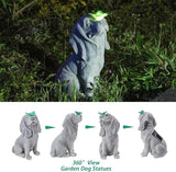 Garden Statue Dog Figurines - Outdoor Dog Statue with Solar Butterfly Lights for Patio Yard Art Decor Balcony Lawn Ornament. Ideal Housewarming Gardening Gifts for Dad Mom