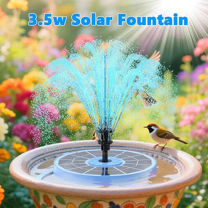 AISITIN 3.5W Solar Fountain Pump for Bird Bath Upgraded 2026, Floating Solar Water Fountain Kit with 8 Nozzles & 3 Integrated Bracket for Garden, Pond, Pool, Water Feature and Outdoor (Blue)
