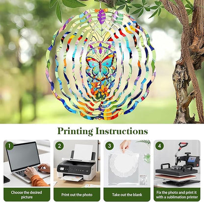 5 Pack Sublimation Wind Spinner Blanks, 10 Inch Double-sided Sublimation Metal Blank Bulk for Transfer DIY, Aluminum 3D Wind Spinner for Indoor Outdoor Porch Garden Yard Window Hanging Decor