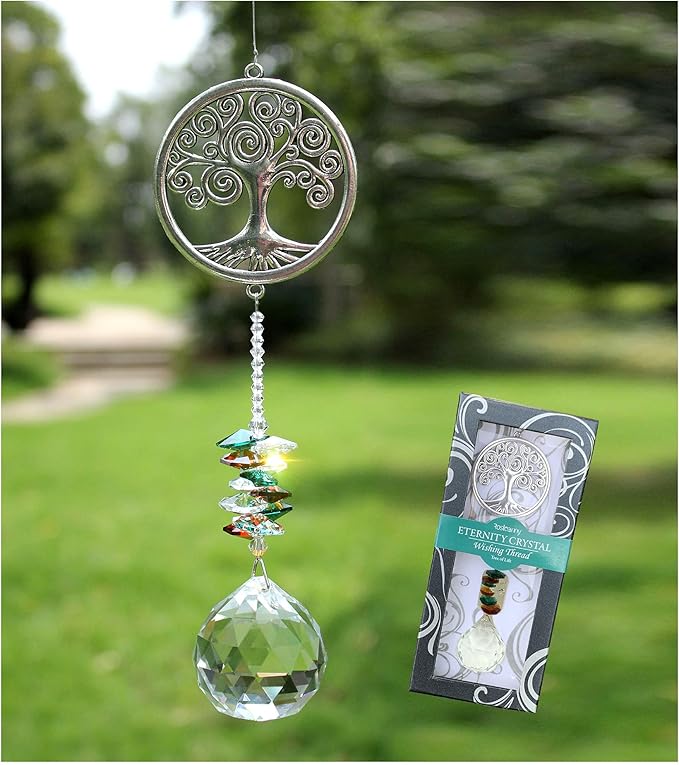 Crystal Garden Suncatcher Hanging Crystals Ornament for Window Rainbow Maker Prisms Home Decor Gift Boxed Sun Catcher Gift Idea for Mom Friends Grandma,Tree of Life