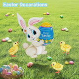 Easter Decorations Outdoor,4 Pack Metal Egg Bunny Yard Signs for Outside,Cute Easter Chick Decorations Garden Stakes for Lawn,Yard,Rabbit Gifts for Women
