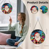 Santa Stained Glass Window Hanging, Santa Claus Suncatcher for Doors Home Sun Catchers Decoration and Christmas, Mother's Day Birthday Gifts for Women, Men, and Mom