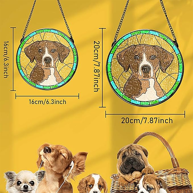 Custom Pet Stained Glass Suncatcher Dogs Ornament Remembrance Gifts for Pets Lovers, Personalized Pets Memorial Gifts for Dogs Window Hanging, Pet Memorial Gift, Custom Photo Gift for Loss of Dog
