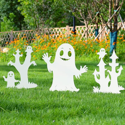 Halloween Decorations White Ghost,Metal Decorative Garden Stakes for Women/Men, Ghosts Silhouette Statues Decor for Yard Art,Patio,Backyard,Outdoor,Forests,Lawn Ornaments