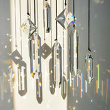 HDCRYSTALGIFTS Set 7 Clear Crystal Prisms Suncatchers Hanging Glass Ornament for Christmas Tree,Rainbow Maker Sun Catchers for Windows Home Garden Decoration,Modern Grief Gift