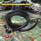 Pond Tubing ID 1” × 10ft Black Corrugated Flexible Reinforced Waterfall Pond Tube Sump Pump Hose, with 2 Stainless Steel Hose Clamps, for Garden Ponds, Waterfalls, Filter