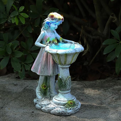 Voveexy Fairy Garden Statue, Solar Garden Angel Figurine Outdoor Decoration Waterproof Resin Angel Sculpture for Patio Yard Lawn Porch Art Decoration Ornament Housewarming Christmas Birthday Gift