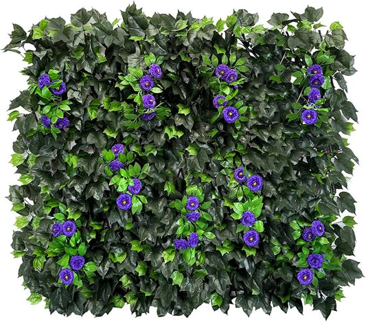 Dense Flowering Ivy Privacy Screen- Realistic Faux Foliage on Expandable Willow Fence for Outdoor, Patio, Balcony Cover & Decorative Shade Panel, UV Protected