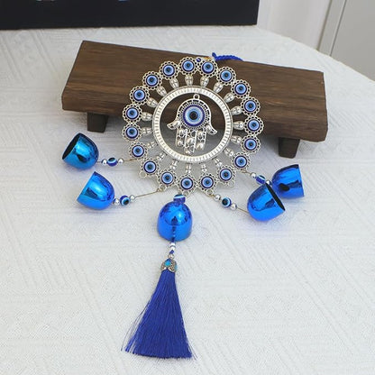 BWINKA Blue Evil Eye Hanging Decoration Ornament Metal Wind Chimes for Home Garden Gift Decoration (Eye-R-Y6)