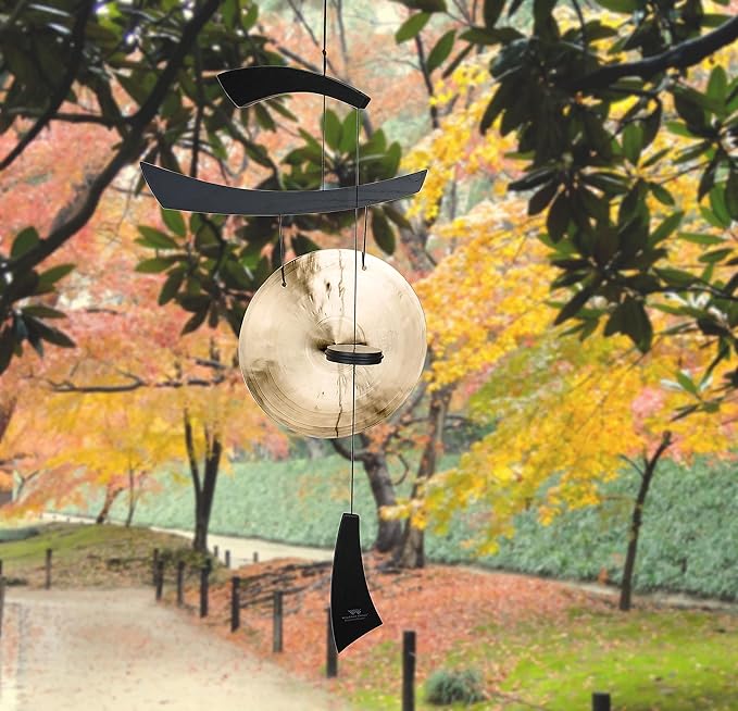 Woodstock Wind Chimes for Outside, Outdoor Decor, Patio and Garden Decor for Outside, Front Porch Decor Wind Gong Style Wind Chimes (34") Emperor Gong Medium Black Gifts (EGCB)