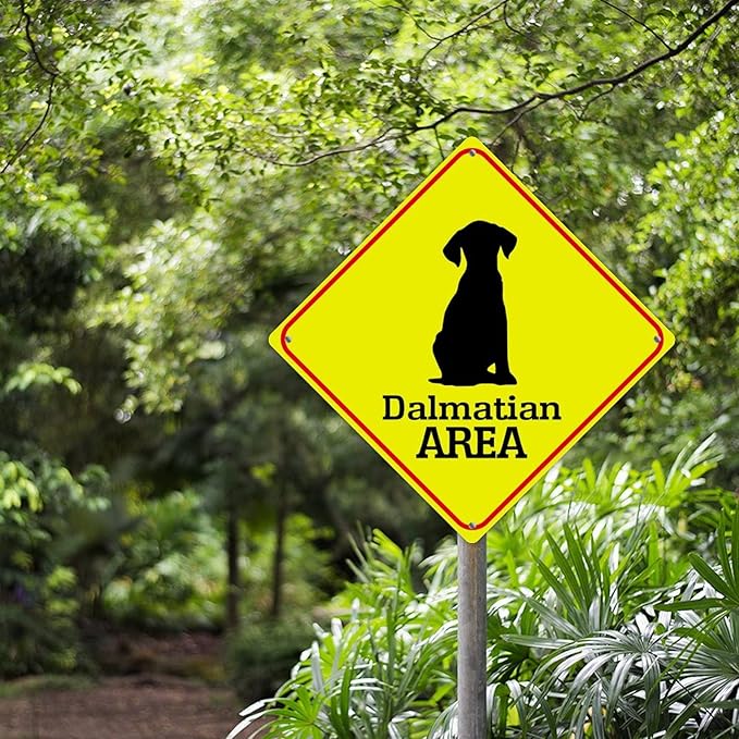 Dalmatian Crossing Xing Sign Beware of Dalmatian Dog Metal Sign Dalmatian Funny Warning Sign Crossing Zone Sign for Farm Yard Front Door Indoor Outdoor Street Sign 15x15in