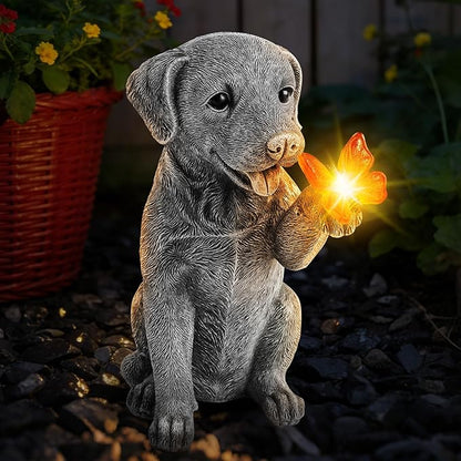 Solar Garden Statues Outdoor Decor, Garden Decor Dog Statue for Yard, Patio, Lawn Outside, Ideal Christmas Birthday Mothers Day Gifts for Mom Women Grandma