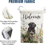 Floral Black Lab Garden Flag Spring Summer House Flags 28x40 Double Sided Flower Labrador Dog Yard Flags for Outside Lawn Large Outdoor Welcome Flags