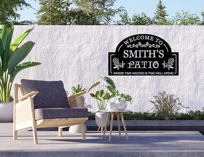 Personalized Metal Patio Sign, Welcome to Patio Wall Decor, Custom Outdoor Large Patio Signs, Personalized Outdoor Signs for Patio, Backyard Metal Sign, Housewarming Present