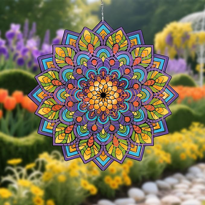 Mandala Gifts for Mom, Moms Wind Spinners, Mother's Day Best Gift for Mom, Mother Birthday Gift from Daughter Son, Love Reminder Gifts for Mother's Day, Garden Decor Gifts for Outside, Patio, 12in