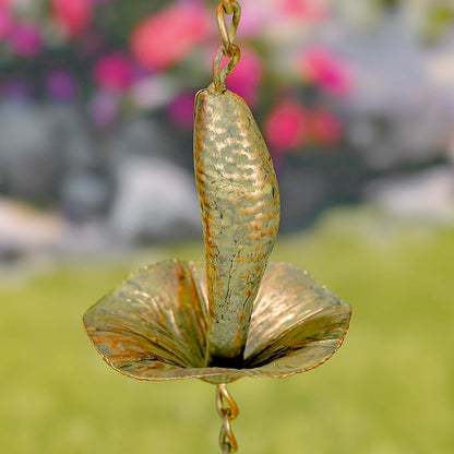 Zaer Ltd. Ornate Hanging Rain Chains (Copper Finish, Mushrooms)