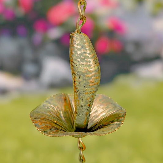 Zaer Ltd. Ornate Hanging Rain Chains (Copper Finish, Mushrooms)