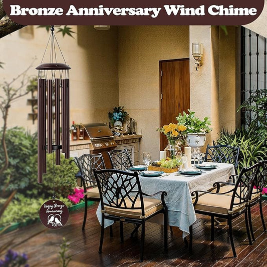 Bronze Anniversary 8 Year Gifts – Bronze Wind Chimes – 8th Anniversary Romantic Gifts for Him, Her, Men, Women, Couples