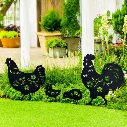 TIGGSY Chicken Metal Decorative Garden Stakes Chicken Gifts for Women/Men Chicken Lovers Gifts Silhouette Statues for Yard Art, Outside, Patio, Outdoor Decor, Garden Decorations, Lawn Ornaments