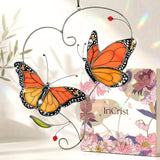 Monarch Butterfly Gifts for Grandma & Mom, Butterflies Suncatcher Stained Glass Window Hanging, Real Handmade Sun Catcher Indoor Window, Decorations in Garden Decor Ornament for Mother