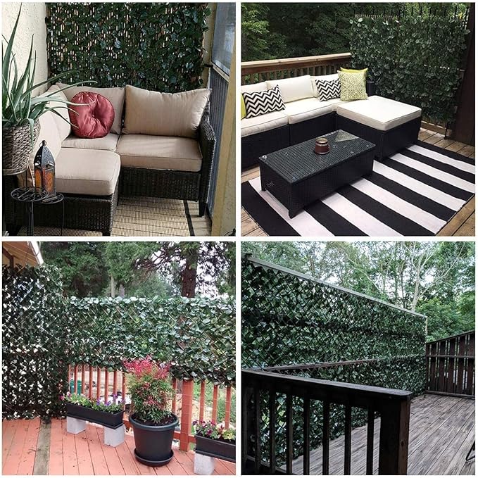 DOEWORKS Expandable Fence Privacy Screen for Balcony Patio Outdoor, Faux Ivy Fencing Panel for Backdrop Garden Backyard Home Decorations - 4PACK