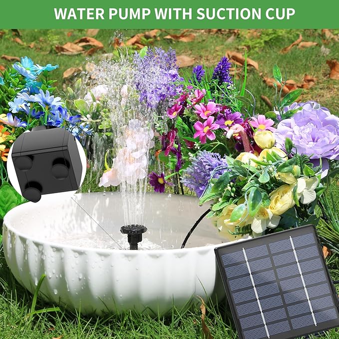 AISITIN Solar Water Pump for Outdoor Features, 2026 Upgraded DIY Fountain Kit With 6 Nozzles, 9.8ft Power Cord, for Bird Bath, Ponds, Garden, Fish Tank Solar Powered Water Fountain Pump