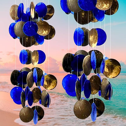 Bellaa Wind Chimes for Outside Capiz Sea Glass Shells 27 inch Outdoor Windchimes Home Garden Patio Yard Lawn Unique Gifts Mom Grandma Woman Sympathy Memorial Remembrance