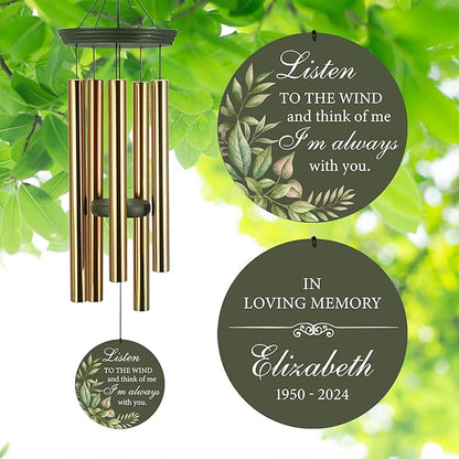 ASTARIN Personalized Memorial 30"/36" Wind Chimes for Loss of Loved One Mom Dad, Produced in USA Memorial Gifts for Sympathy Bereavement Remember, Deep Tone in Memory of Wind Chimes for Outside