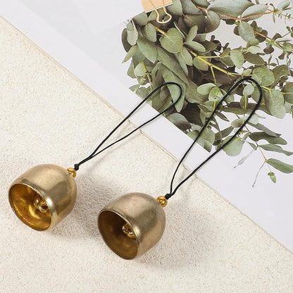 2 PCS Small Hanging Bell, Decoration Hanging Bells for Door Brass Small Hangings Wind Chimes Decorative Camping Tent Bells Chimes Fengshui Bell Wind Chime for Outside Good Luck Wealth and Safe