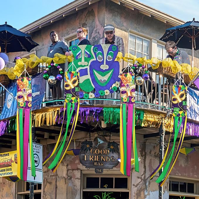 NOVWANG 2 Pieces Mardi Gras Wind Sock, 40 Inch Wind Socks Mardi Gras Outdoor Decorations Purple Green Yellow Holiday Windsock Flags for Yard Garden Home Party Hanging Decor