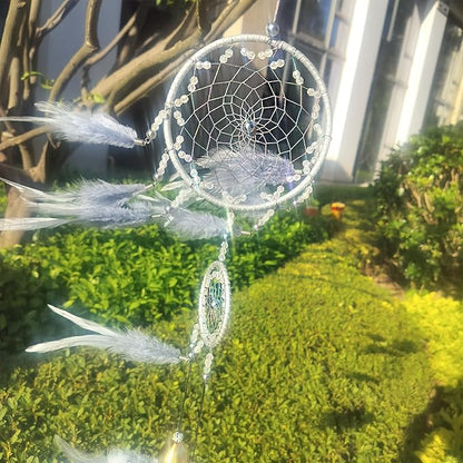 Dreamcatcher Handmade Feather Indian Round Net Wind Chimes for Balcony, Study, Bedroom Hanging Decoration