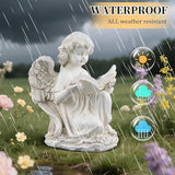 Garden Angel Statues for Outside, Solar Angel for Garden with Bible & Cemetery Decorations for Grave, Angel Figurines for Yard Patio Decor & Lawn Ornaments, Gifts for Mom Grandma Women