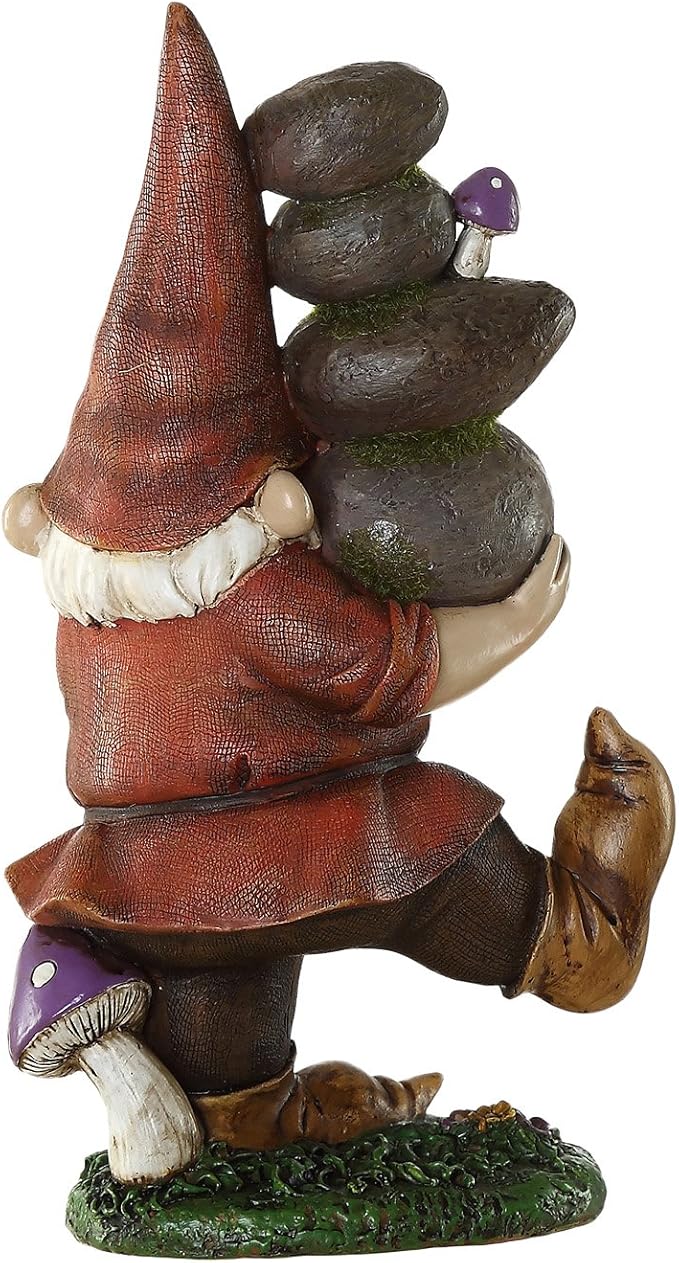 Ivy Home Gnome Statue Outdoor Decor Statue for Garden Decorative, Gnome Carried Stones