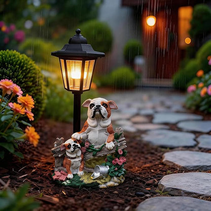 Bulldog Solar Lights Outdoor Garden Decor Waterproof Resin Dog Statues Yard Art Gifts Patio Lawn Pathway