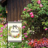Welcome Spring Garden Flag for Outside,Floral Wreath Spring Garden Flag Yard Lawn Porch Flags for Outdoor Decorations 12x18 Inch Double Sided
