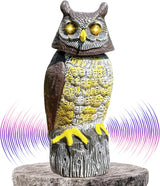 Large Solar Owl with Motion Detector, Flashing Eyes, Spinning Head, Realistic Hooting and Silent Mode, Garden Owl, Outdoor Statue, Decoration for Home, Garden, Patio and Fence