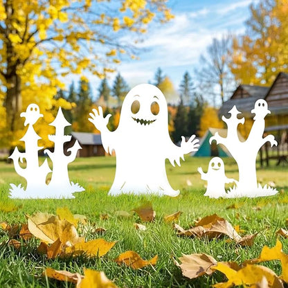 Halloween Decorations White Ghost,Metal Decorative Garden Stakes for Women/Men, Ghosts Silhouette Statues Decor for Yard Art,Patio,Backyard,Outdoor,Forests,Lawn Ornaments