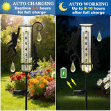 J-Fly Solar Light Rain Gauge, Black Metal Sasquatch Design with Glass Tube, 7 Inch Decorative Garden Stake for Outdoor Weather Measurement, Yard Decor