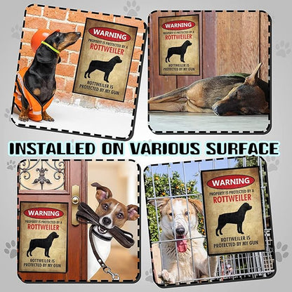 EMOHAT Warning Rottweiler Vintage Retro Metal Sign Wall Art Decor Aluminum Anti-Rust Warning Signs Outdoor Use Entryway Decor Plaque for Home Restaurant Businesses 8x12 Inches