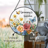 Grammy's Garden Gifts Stained Glass Suncatcher for Grandma from Grandkids, Grammy Grandma Gifts Window Hanging Wall Art Decoration for Mothers Day Christmas Birthday, 7.8 x 7.8 in