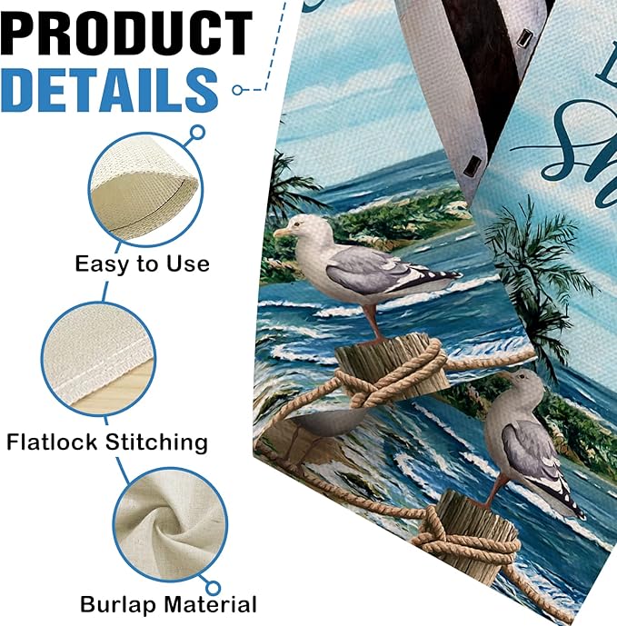 Dyrenson Let Your Light Shine Summer Lighthouse Beach Coastal Decorative House Flag, Ocean Beach Garden Yard Outside Decorations Outdoor Large Decor 28x40
