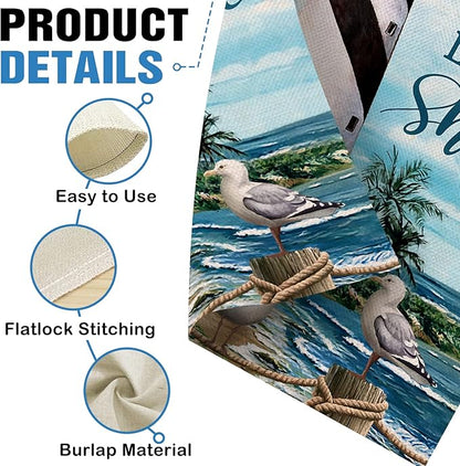 Dyrenson Let Your Light Shine Summer Lighthouse Beach Coastal Decorative House Flag, Ocean Beach Garden Yard Outside Decorations Outdoor Large Decor 28x40